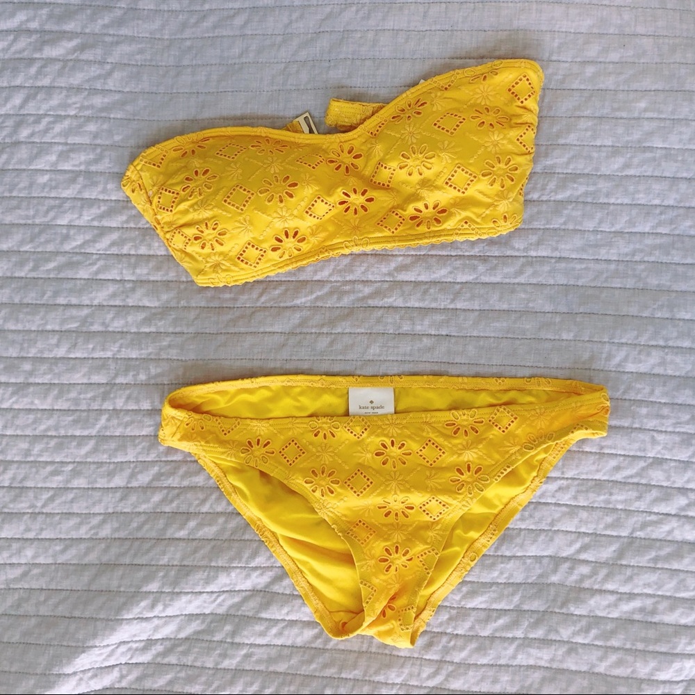 Kate Spade // yellow eyelet bandeau bikini